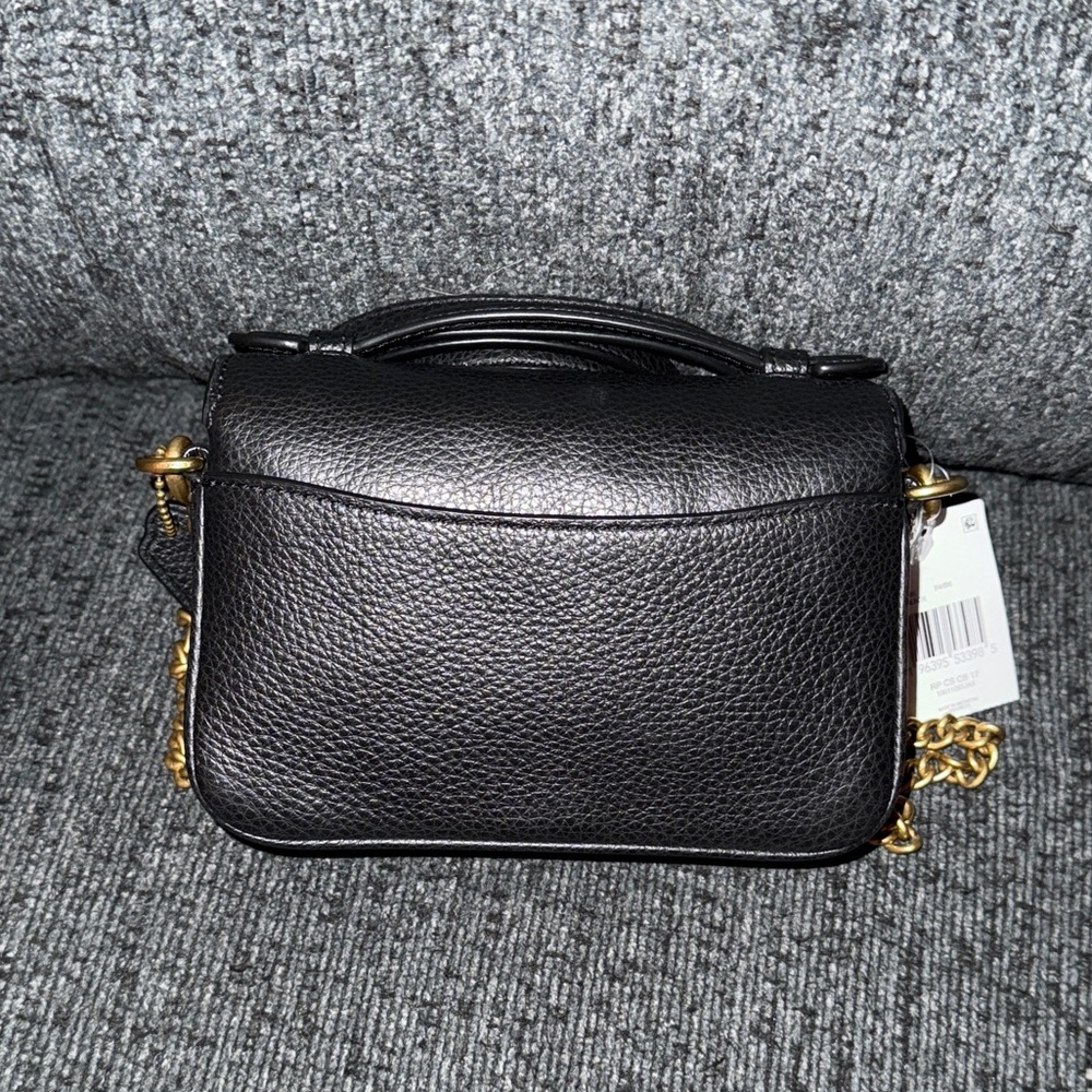 Coach Cassie Crossbody Bag 17 with 2 Straps in Brass/Black Pebble Leather NWT - Picture 2 of 16